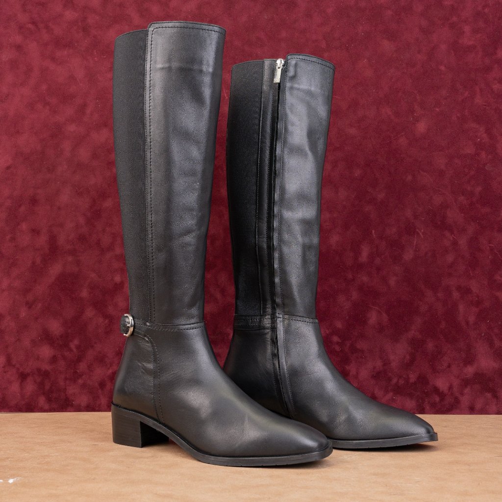 Aquatalia Women Roksana Weatherproof Black Leather Fashion Knee Boots Sz 10